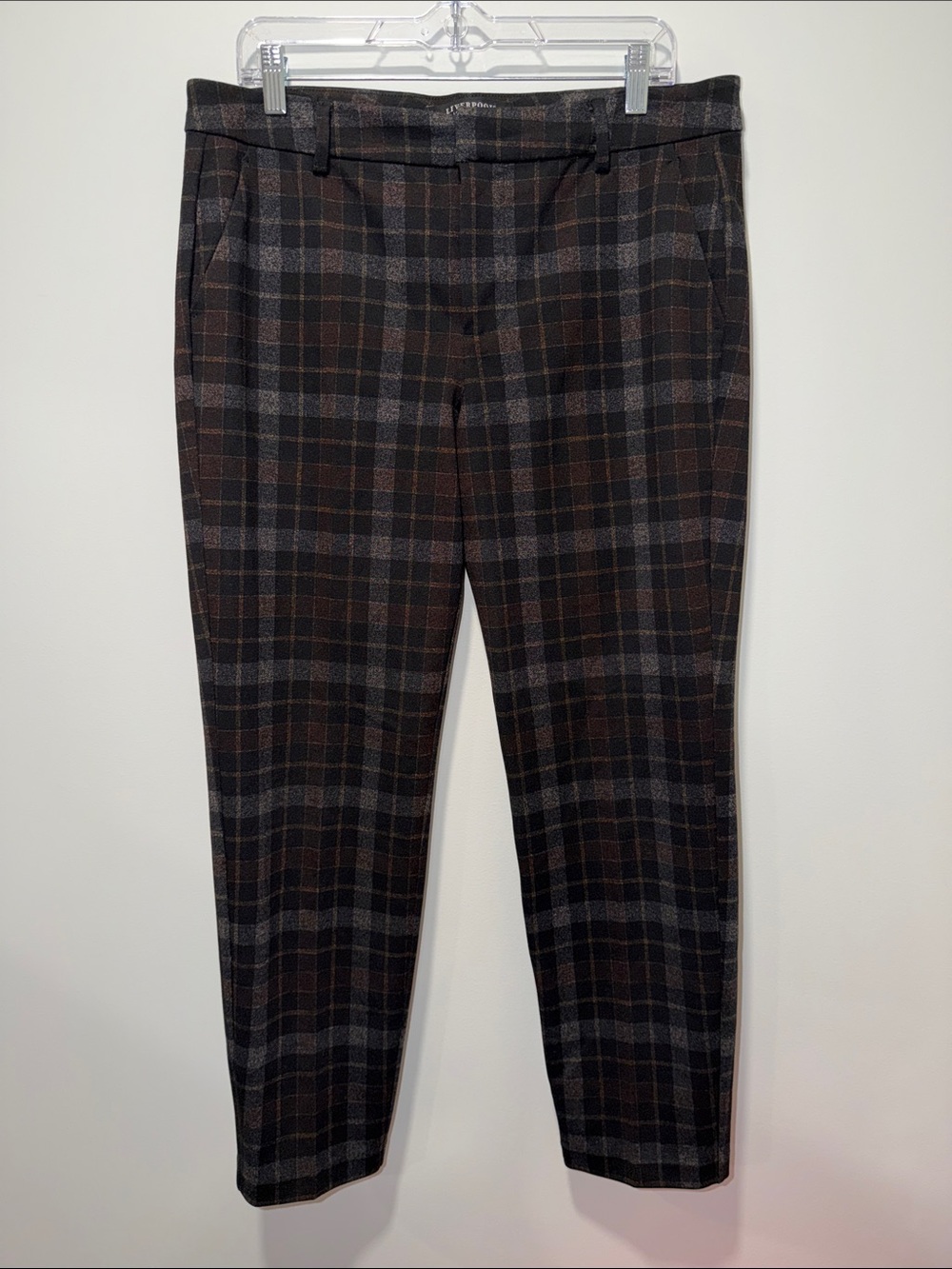 LIVERPOOL 12/31 Black Brown Plaid Trousers
